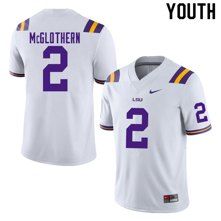 Youth #2 Dwight McGlothern LSU Tigers College Football Jerseys Sale-White